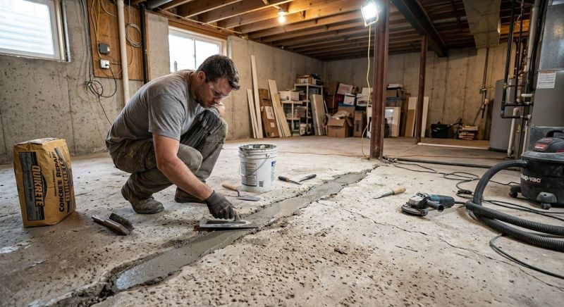 Cracked Basement Floor Repair in Port Angeles, WA